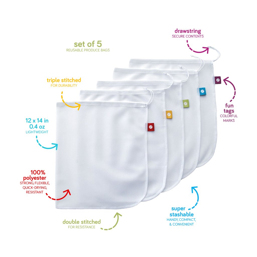 The key to a plastic free fridge with flip & tumble Reusable Produce Bags and Beeswax Wraps