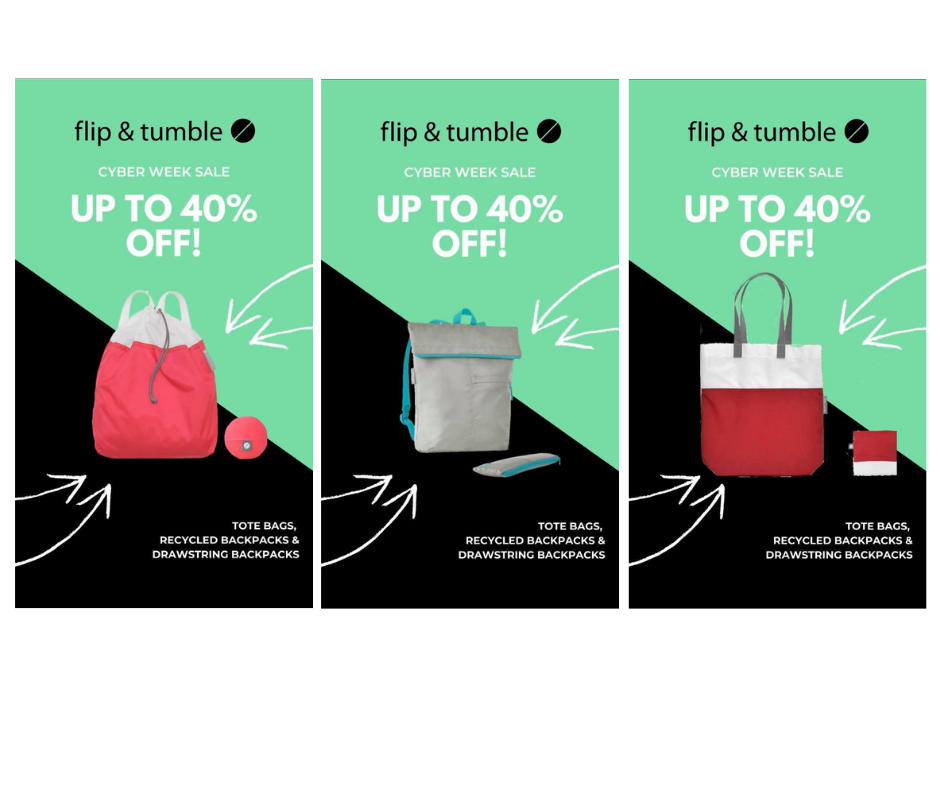 Cyber Week Sale - Up to 40% off Tote Bags, Recycled Backpacks and Drawstring Backpacks!